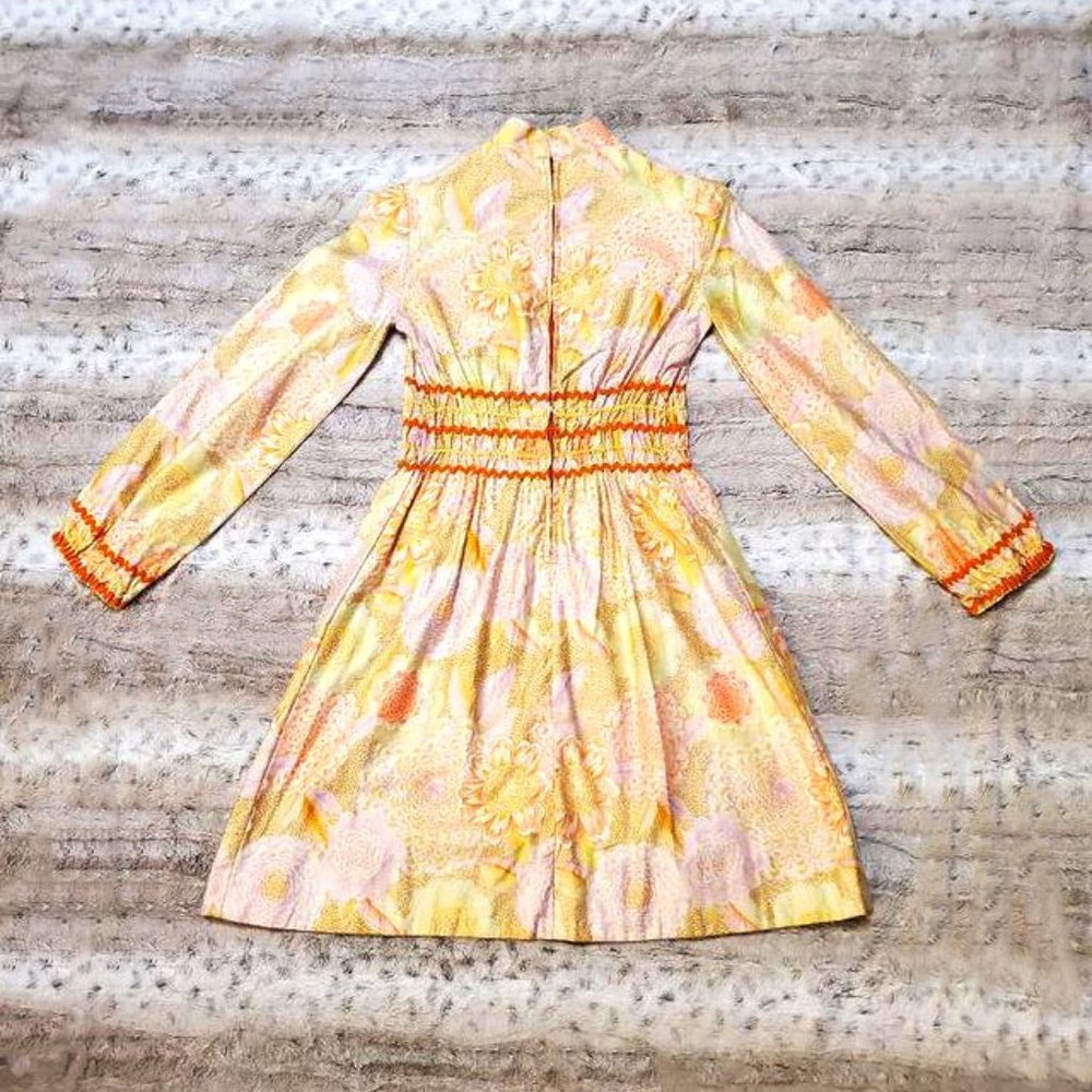 Vintage 60s/70s Mock Neck Floral Dress - Picture 7 of 7